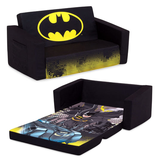 Delta Children Batman Cozee Flip-Out Sofa - 2-in-1 Convertible Sofa to Lounger for Kids