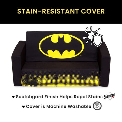 Delta Children Batman Cozee Flip-Out Sofa - 2-in-1 Convertible Sofa to Lounger for Kids