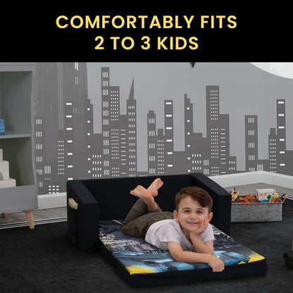 Delta Children Batman Cozee Flip-Out Sofa - 2-in-1 Convertible Sofa to Lounger for Kids