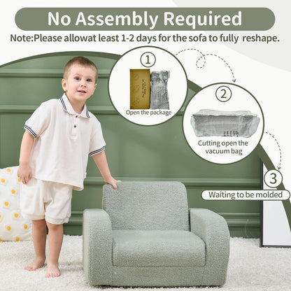 KidBloom 3-in-1 Toddler Couch, Toddler Chairs Comfy 2-3 Years Old, Green