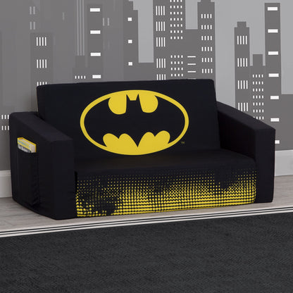Delta Children Batman Cozee Flip-Out Sofa - 2-in-1 Convertible Sofa to Lounger for Kids