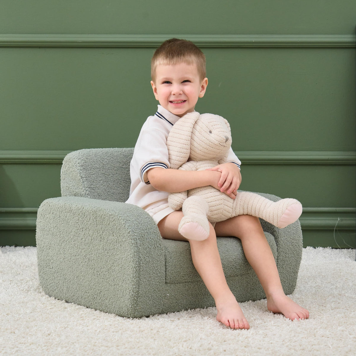KidBloom 3-in-1 Toddler Couch, Toddler Chairs Comfy 2-3 Years Old, Green