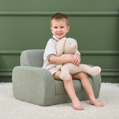KidBloom 3-in-1 Toddler Couch, Toddler Chairs Comfy 2-3 Years Old, Green