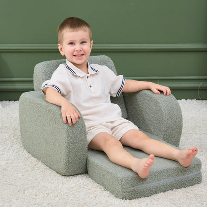 KidBloom 3-in-1 Toddler Couch, Toddler Chairs Comfy 2-3 Years Old, Green
